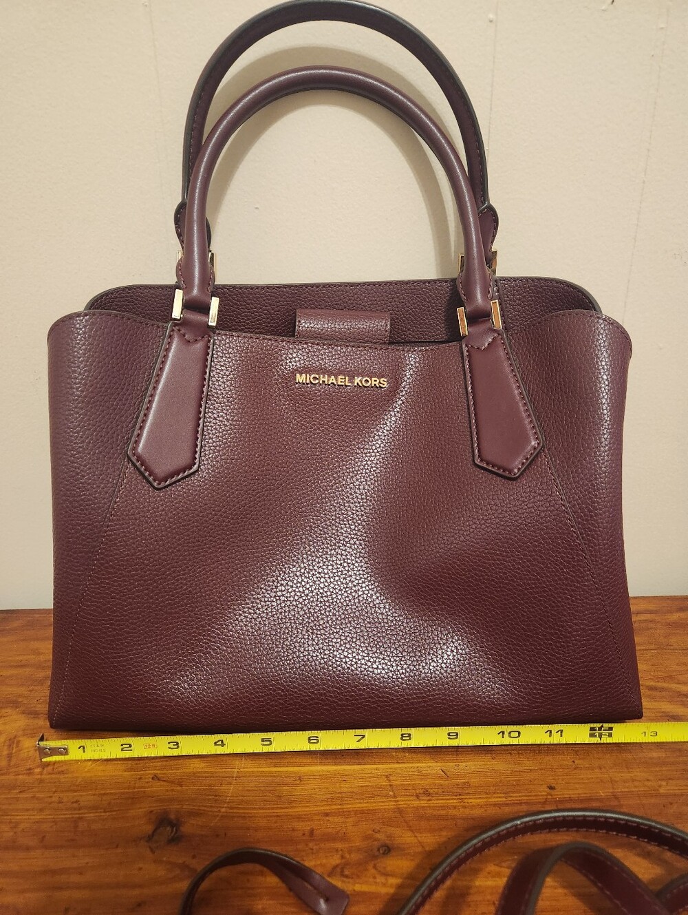 Michael Kors Women's Burgundy Leather Satchel - Picture 7 of 9